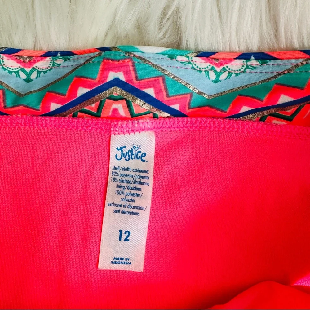 NWOT Justice Mexican Cantina Bikini w Lightly Padded Top Adjustable Straps, 12